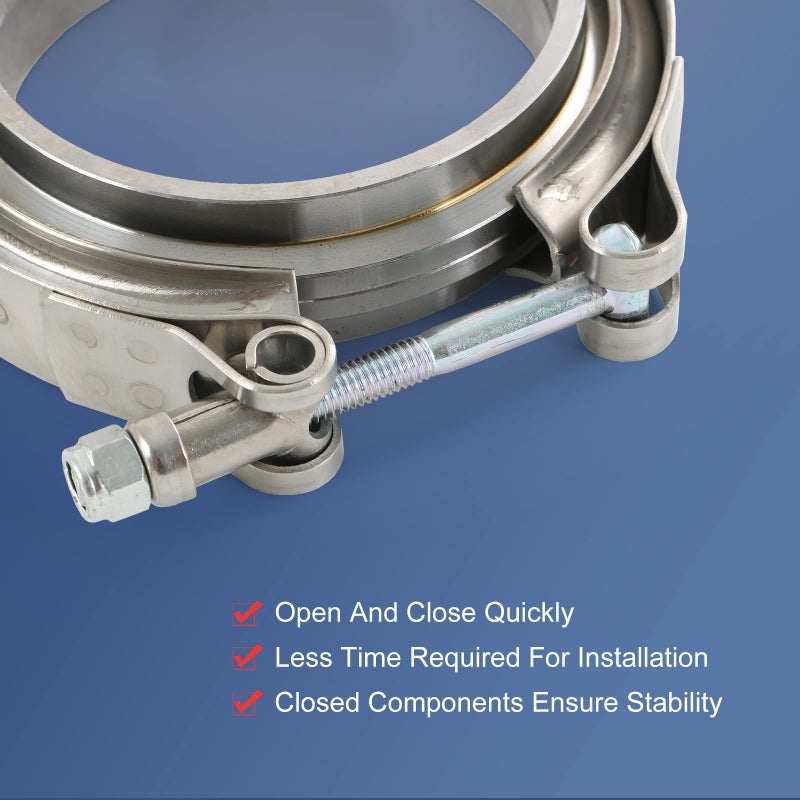 JDMSPEED New 3" V-Band Flange & Clamp Kit 2 Pcs Stainless Steel Replacement For Turbo Exhaust Downpipes (2) - Image 3